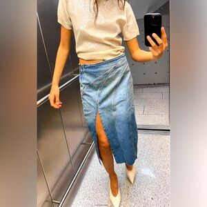 Zara Blue Denim Midi Skirt - NWOT